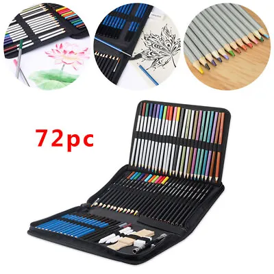 72Pcs Premium Professional Sketching Pencils Set Colours Artist Therapy Adults • £21.49