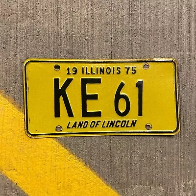 1975 Illinois License Plate KE 61 Auto Tag Garage Decor Yellow Initials Name • $18.76