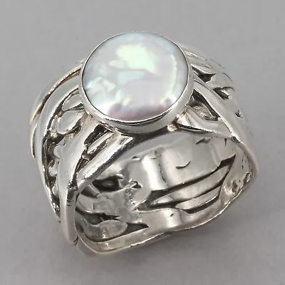 Retired Silpada Sterling Silver Coin Pearl MERMAID RING R1542 Size 10.25 • $49.99