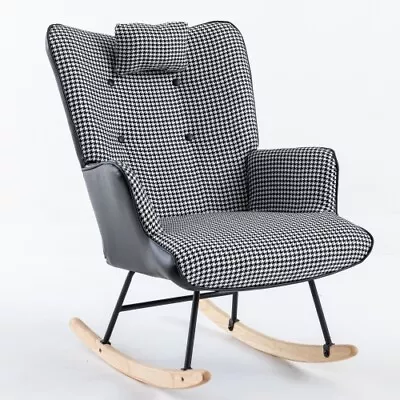 Rocking Chair Soft Fabric Leather Fabric Rocking Chair With Safe Solid Wood • $154