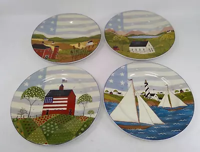 1999 Sakura Warren Kimble Set Of 4 - America The Beautiful 8 1/8  Dessert Plates • $24.99