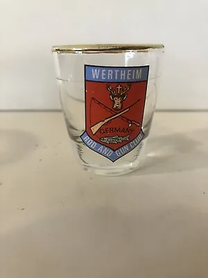 Vintage Wertheim Germany Rod & Gun Club Shot Glass COMBINED SHIPPING $1.00 EACH • $5.32