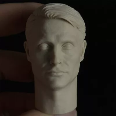 Unpainted 1/6 Mads Mikkelsen Head Carved Model DIY 12'' Action Figure • $45.99