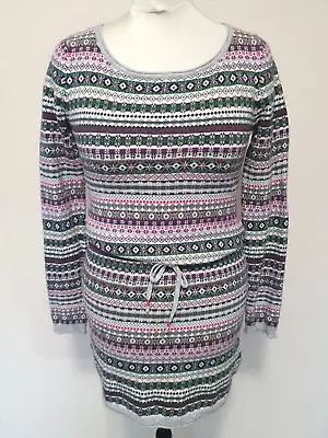 H&M LOGG Jumper Dress Long Sweater Striped Pattern Drawstring Preloved Size - M • £6.95