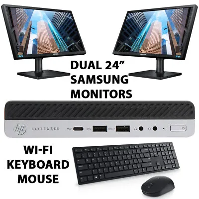$369.99 • Buy Computer Package HP 800 G3 I3 16GB 128GB 256Gb SSD  Dual 24″ LCD Keyboard Mouse