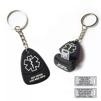 Responder Medical Alert ID Keychain. Custom Engraved 10 Lines • $30.95