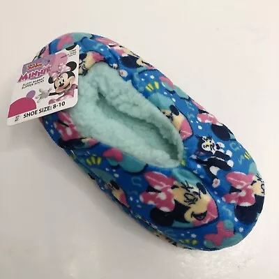Minnie Mouse Toddler Fuzzy Babba Slipper Socks 3T-4T Shoe 8-10 Disney Junior • $7.99