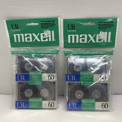 Maxell UR 60 Blank Audio Cassette Tapes 2x 2 Pack Normal Bias 60 Minutes New • $17.99