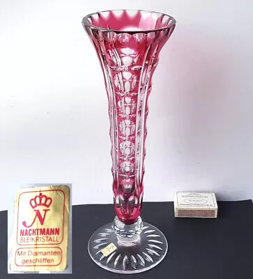 Crystal Glass Vase Flashing Hand Cut Nachtmann Original Tag Um 1950 N53 • $171.12