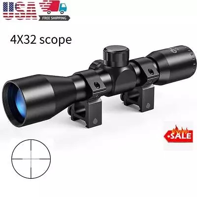 4x32 Compact Scope For Air Rifle Crossbow Airsoft Pellet Gun With Scope + Mounts • $27.99