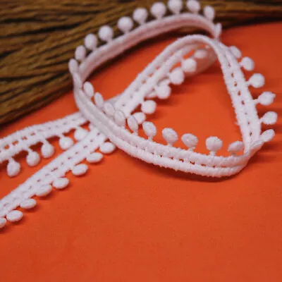 15 Yards Pom Pom Cotton Lace Trim Sewing Lace Edge Embellishments DIY 12mm • £4.31