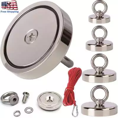 100-1000LBS Fishing Magnet Kit Strong Neodymium Pull Force With Rope & Carabiner • $28.16