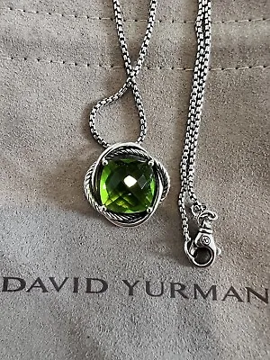 DAVID YURMAN 14MM Infinity Pendant Necklace Peridot Sterling • $350