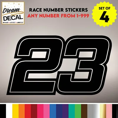 4 X CUSTOM Racing Numbers Decals Stickers Race Car MX Motocross Bike • £9.99