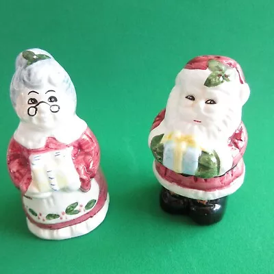 Salt And Pepper Shakers Mr And Mrs Santa Claus Set With Stoppers 3.5 Inches • $11.95