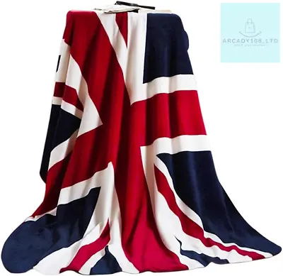 Union Jack Flag Throw Blanket Soft Coral Fleece Blanket 200 X 150CM • £26.87