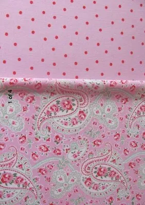 IKEA Rosali Fabric Bundle 2 * 21cm X 50cm Square Paisley & Spot Pink New Cotton • £4.29