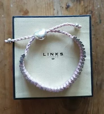 Links Of London Limited Edition Friendship Bracelet Silver Hearts & Pink Cord. • £18.50