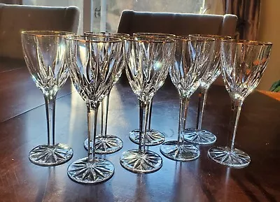 8 Mikasa Gold Rimmed Crystal Wine Glasses • $30