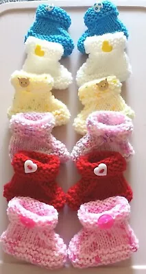 Hand Knitted DOLL BOOTIES Set Knitted Clothes Dolls Outfits Premature Baby • £7.50