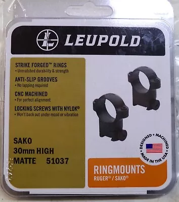 New Pair Of Leupold No. 51037 Matte 30mm High Rings For Sako Rifles    #2494 • $53