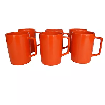 6 Orange Vintage Retro Melaware Melamine Picnic Tea Cups Mugs Camping Camper • £20