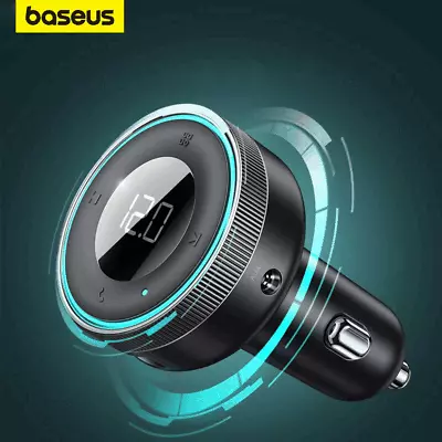 Baseus FM Transmitter Wireless Bluetooth 5.0 Car Kit MP3 Player Dual USB Charger • £15.98