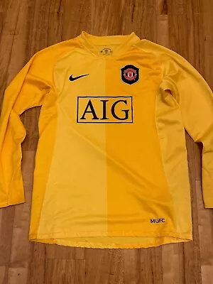 Nike Manchester United Yellow Long Sleeve Goalkeepers Jersey - Size Youth Large • $19.99