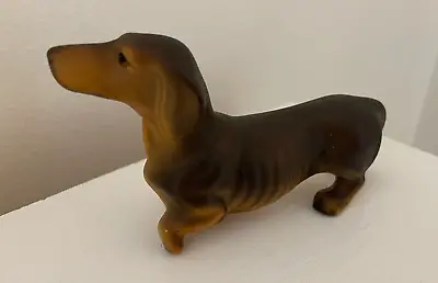 Rare Vintage Dachshund Wiener Brown Sausage Dog  Figurine Porcelain • $6.98