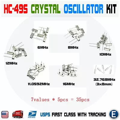 Hc-49s Crystal Oscillator Quartz Resonator Kit 6 8 10 12 11.0592 16Mhz 32768 • $4.76