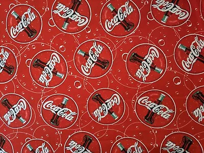 Coca Cola Bottles & Bubbles Red White Spectrix Fabric 6 Yards • $79.99