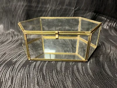 Vintage Brass & Glass Curio Display Case For Miniatures Flip Top *CRACK • $30