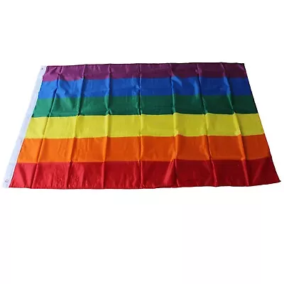 5x3ft Large Rainbow Flag Pride Gay Party LGBTQ+ Lesbian Parade Festival Carnival • £2.99