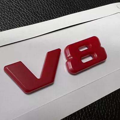 1X Auto Car Red V8  Chrome Trunk ABS Emblem Badge Decal Sticker • $6.95