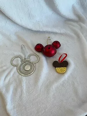 Disney Mickey Ears Christmas Ornaments Set Of 3 • $21