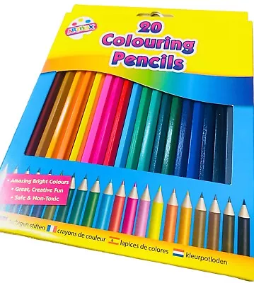 20 X Colouring Pencils Crayon Childrens Full Size Bright Colour Assorted Kids • £3.98