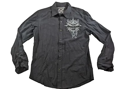 Xtreme Couture Long Sleeve Button Up Shirt Mens Large Black Velvet • $26.95