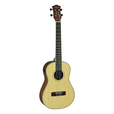 $428.95 • Buy Tiki '6 Series' Spruce Solid Top Electric Baritone Ukulele With Hard Case (Natur