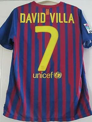 Barcelona 2011-2012 David Villa 7 Home Football Shirt Size Youth  /40202 • £34.99