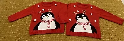 **Twin Girls Boys Christmas Xmas Jumpers Age 12-18 Months Baby Toddler Unisex** • £3.99