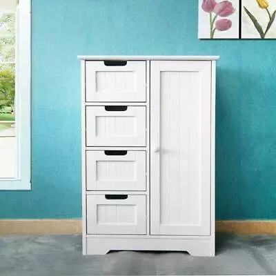$73.99 • Buy 4 Drawer Dresser Chest Clothes Storage Modern Bedroom Cabinet Wood White