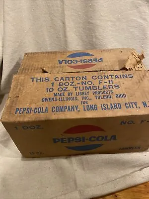 Case Of 12 Vintage Pepsi Cola Glass From 1960’s - Sealed For Decades Rare Find • $100