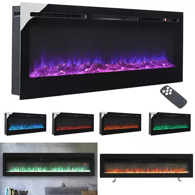 Electric 70  Wall Fireplace LED Inset Into Crystal Fire Freestand/Insert Mounted • £198.95