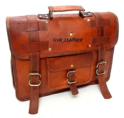 Mens Vintage A1 Quality Leather Laptop Messenger Cross Body Handmade Satchel Bag • $63.24