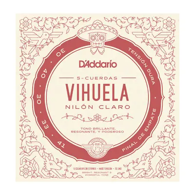 D'Addario MV10H Vihuela 5 String Set Clear Nylon Hard Tension Mariachi  • $8.95