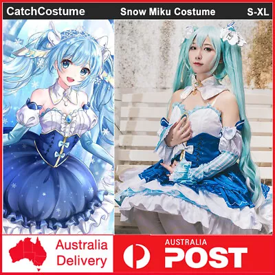 VOCALOID Snow Miku Hatsune Princess Dress Cosplay Costume Book Week Party Outfit • $69.15