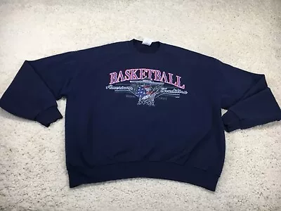 Vintage Basketball Sweatshirt Mens Extra Large Blue Pullover Sweater American • $11.55