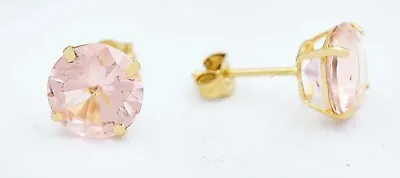 GENUINE 3.42 Cts MORGANITES STUD EARRINGS 14K GOLD - Free Appraisal  - NWT • $0.99