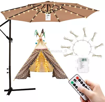 AU LED Umbrella Light Outdoor Tent Beach Sunshade 8 Functions Light String • $31.15