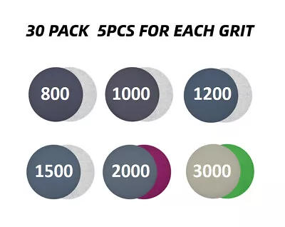 30X 6  Wet Dry Sanding Discs 800-3000 Grit Hook And Loop Orbital Sandpaper Pads • $17.85